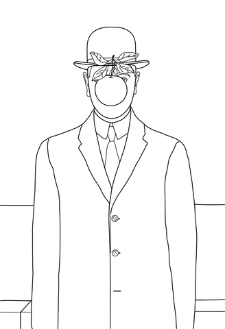 The Son Of Man By Rene Magritte Coloring Page